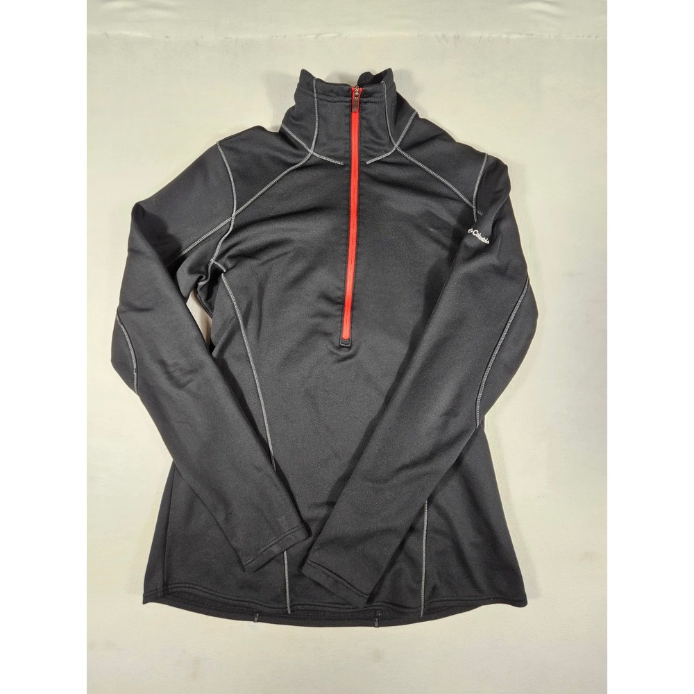 Columbia Omni-Wick 1/4 Zip Pullover Black Red AL6917 Active Hiking Top